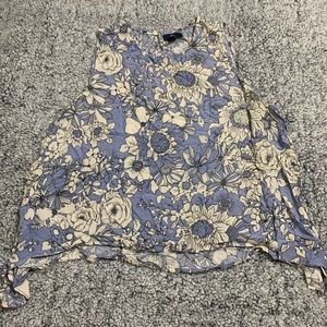 Blue and Cream Floral Shark-bite Tank